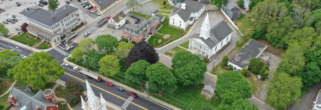 downtown uxbridge aerial photo