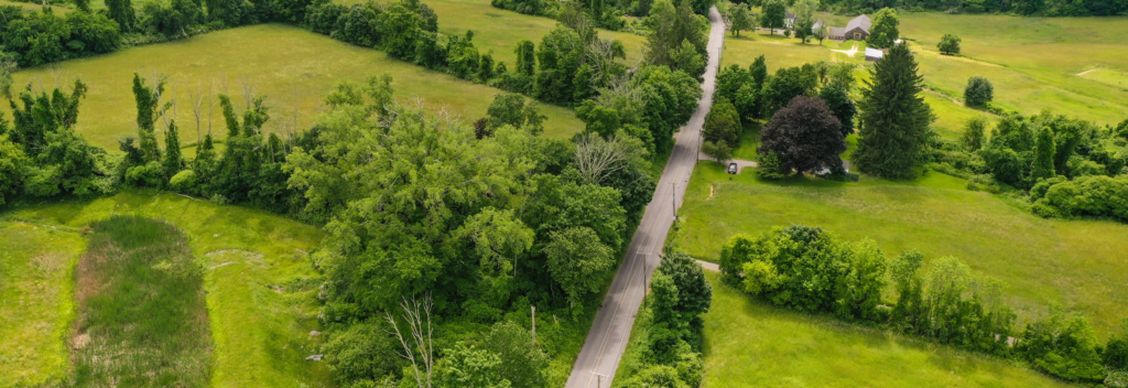 aerial image of road in dudley and farmland